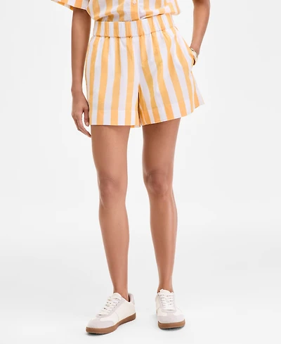 On 34th Women's Cotton Striped Pull-On Shorts, Exclusively at Macy's