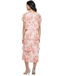 Sl Fashions Women's Floral-Print Tiered Dress