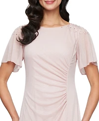 Sl Fashions Women's Round-Neck Flutter-Sleeve Gown