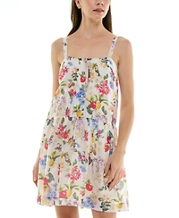 Taylor Petite Printed Pintuck-Bodice Sleeveless Shift Dress