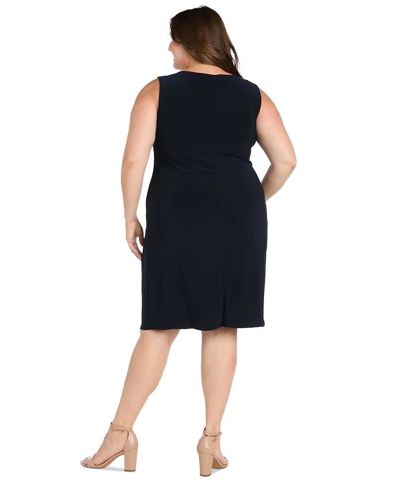 R & M Richards Plus Neck-Sheath Dress Chiffon Jacket