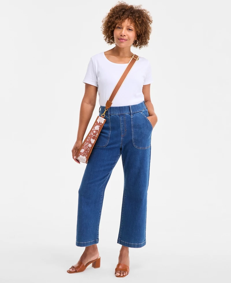 Style & Co Petite High-Rise Straight Utility Jeans, Macy's Exclusive