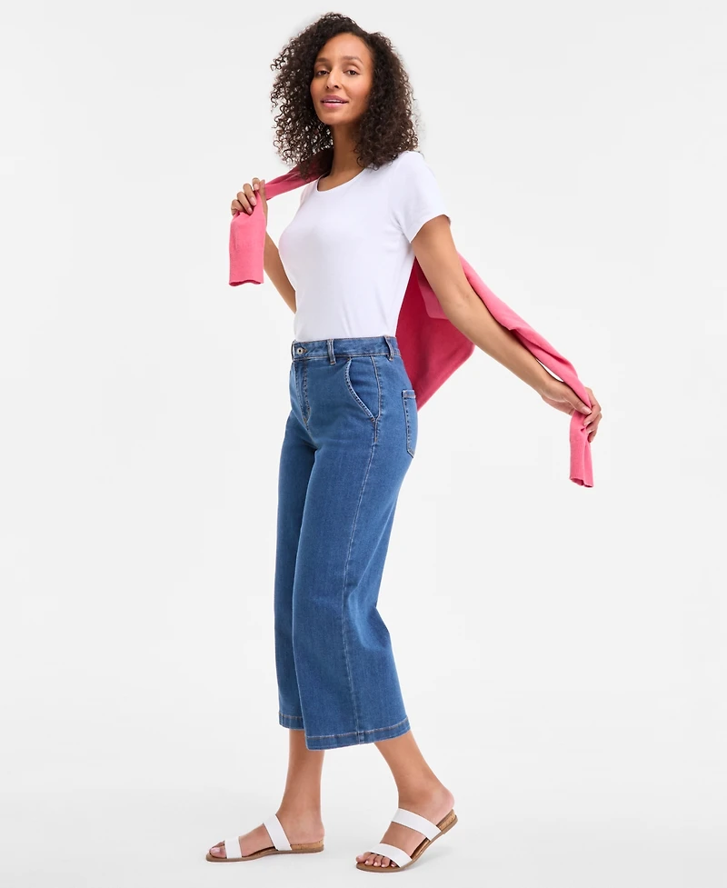 Style & Co Women's High-Rise Wide-Leg Crop Jeans, Created for Macy's