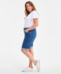 Style & Co Plus Mid-Rise Roll-Cuff Bermuda Denim Shorts, Exclusively at Macy's