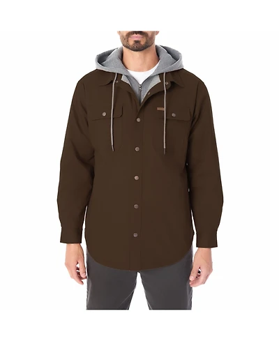 Smith's Workwear Men's Sherpa-Lined Hooded Stretch-Canvas Snap Shirt-Jacket
