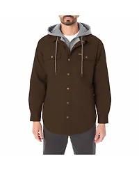 Smith's Workwear Men's Sherpa-Lined Hooded Stretch-Canvas Snap Shirt-Jacket