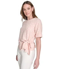 Tommy Hilfiger Women's Dot-Print Tie-Waist Short-Sleeve Top