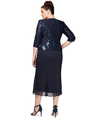 Alex Evenings Plus Sequined Chiffon Dress and Jacket