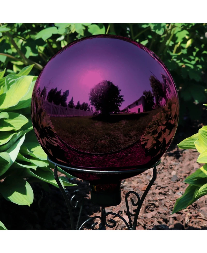 Indoor/Outdoor Reflective Mirrored Surface Garden Gazing Globe Ball with Stemmed Bottom and Rubber Cap - 10" Diameter