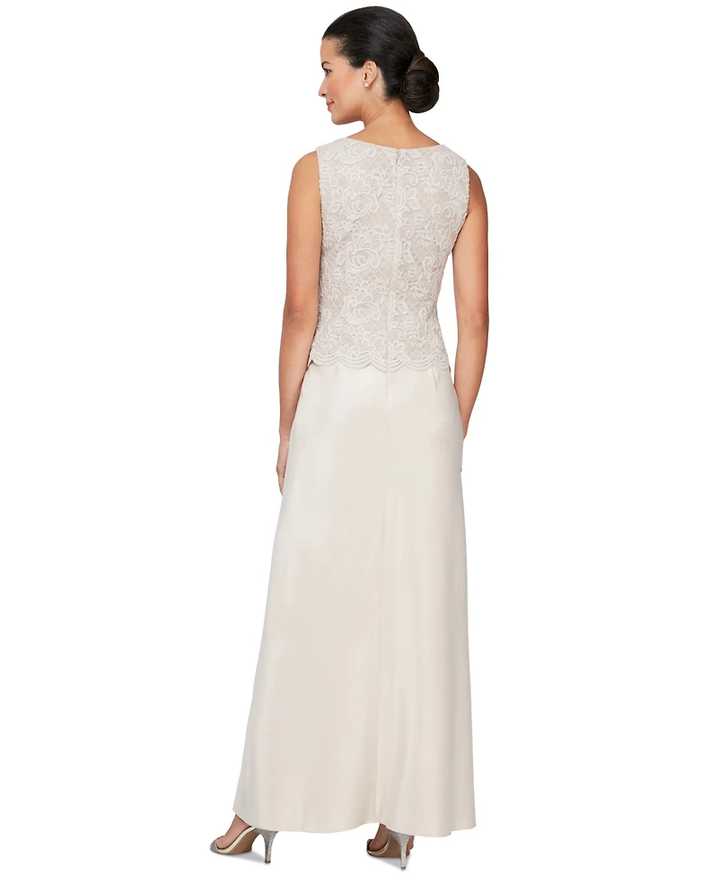 Alex Evenings Lace Jacket & Lace-Top Gown