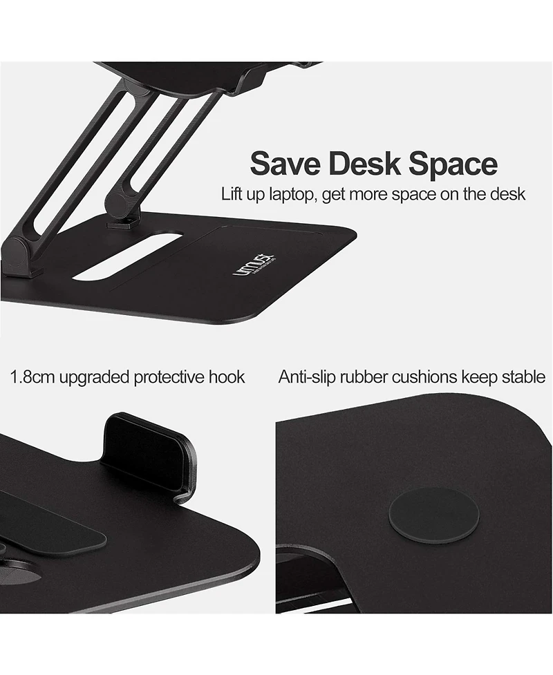 Urmust Adjustable Aluminum Laptop Stand for Desk, Computer / Notebook (11-17 inch), Compatible with MacBook Air Pro & All Ultrabooks