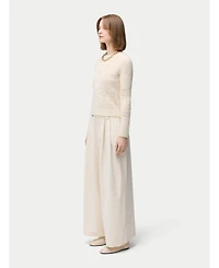 Gobi Cashmere Women's Floral pattern Ajour-Knit Cashmere Sweater