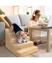 Home Base 5-Step Dog Stairs for Bed, Dog Steps for Couch, Pet Stair for Cats and Dogs Non-Slip and High Density Foam