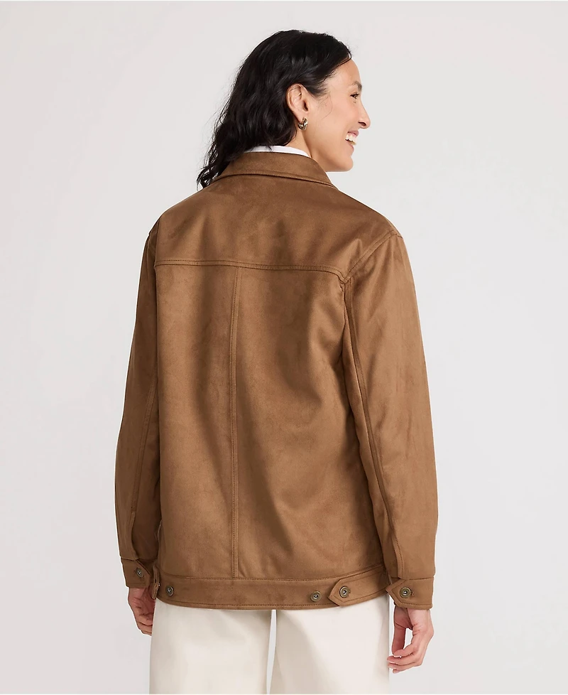 Lands' End Women's Unisex Faux Suede Trucker Jacket
