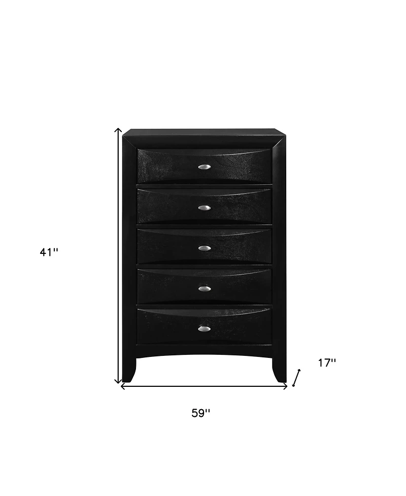 Solid Wood Five-Drawer Dresser with Mirrored Accents for Bedroom Storage