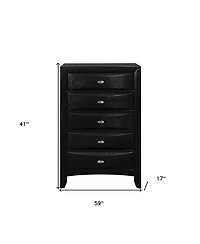 Solid Wood Five-Drawer Dresser with Mirrored Accents for Bedroom Storage