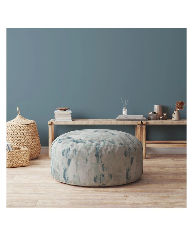 Canvas Pouf Ottoman with Round Abstract Pattern – Stylish and Versatile