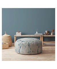 Canvas Pouf Ottoman with Round Abstract Pattern – Stylish and Versatile