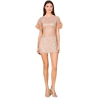 Lara Women's Short Sleeve Cocktail Dress with Feathers