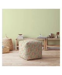 Cotton Pouf Ottoman with Cactus Design – Trendy & Soft