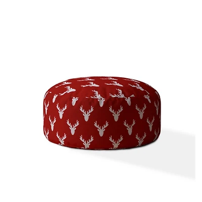 Textured Cotton Round Stag Pouf Ottoman – Stylish and Versatile