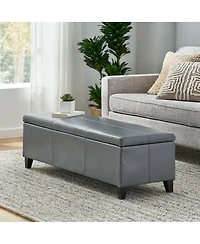 Faux Leather Storage Ottoman Bench with Lift-Top, Padded Seat, and Wooden Legs for Living Room, Bedroom, or Entryway-The Pop Home