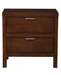 Modern Faux Wood Nightstand with Two Drawers for Bedside Essentials