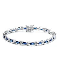 Sterling Silver White Gold Plated Colored Marquise Cubic Zirconia Tennis Bracelet