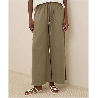 Pact Women's Organic Cotton Coastal Double Gauze Split Hem Pant
