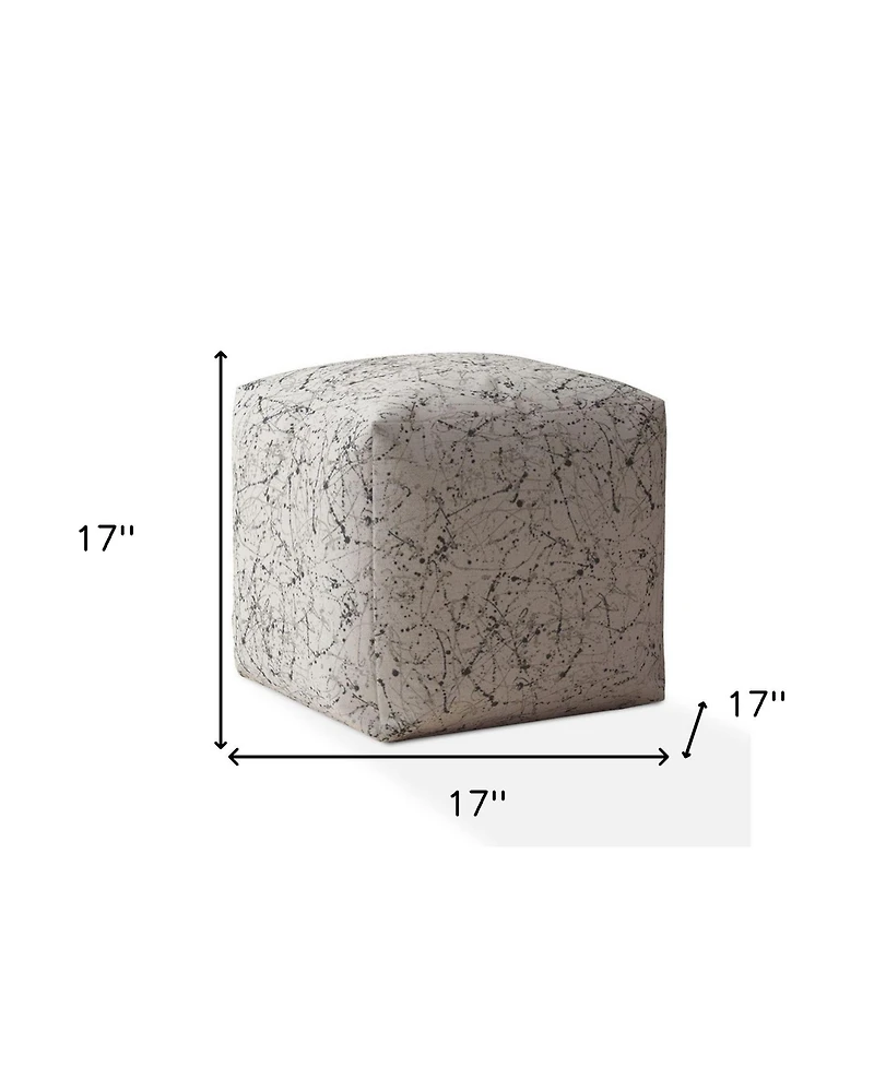 Soft Cotton Pouf Ottoman with Abstract Pattern