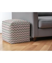 17" Gray Twill Chevron Pouf Ottoman