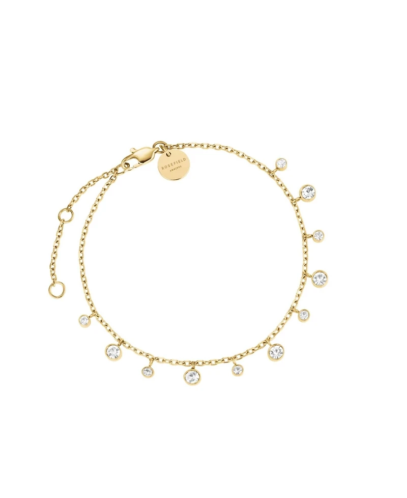 Rosefield Dangling Crystal Bracelet In 14K Yellow Gold Plated Stainless Steel