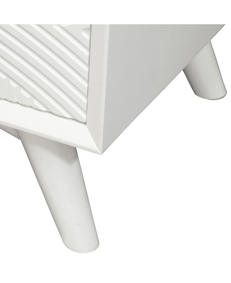 Modern Groovy 1-Drawer Wood Nightstand for Small Spaces