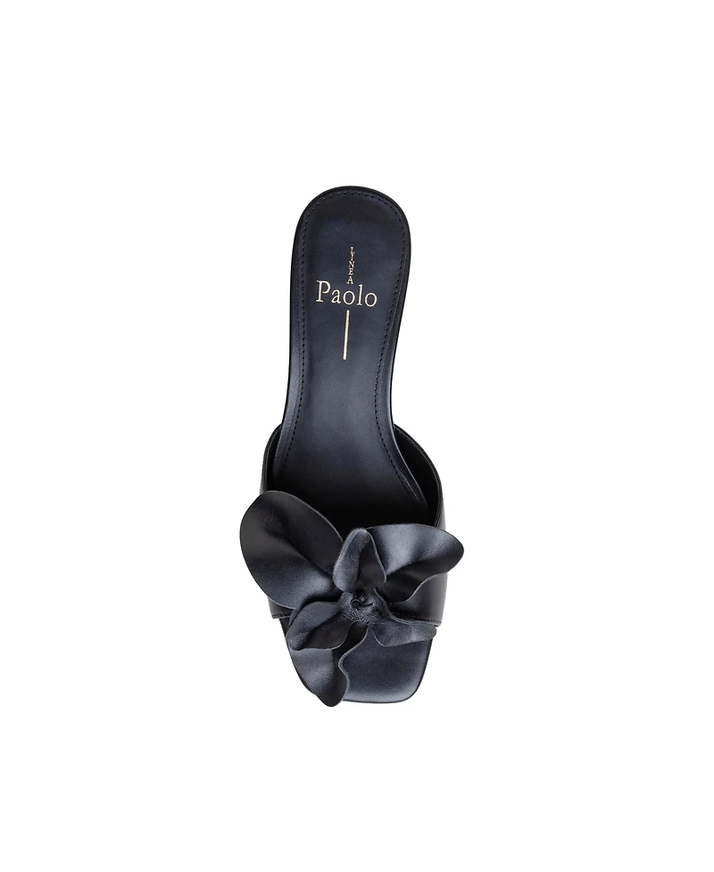 Linea Paolo Idalia | Flower Embellished Nappa Leather Slides