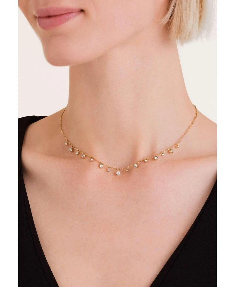 Rosefield Dangling Crystals Necklace In 14K Yellow Gold Plated Stainless Steel