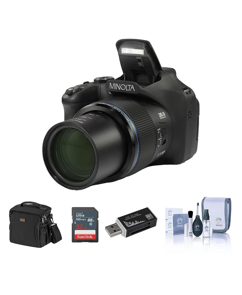 Minolta MN67Z 20MP Fhd Wi-Fi Bridge Camera with 67x Optical Zoom, Black