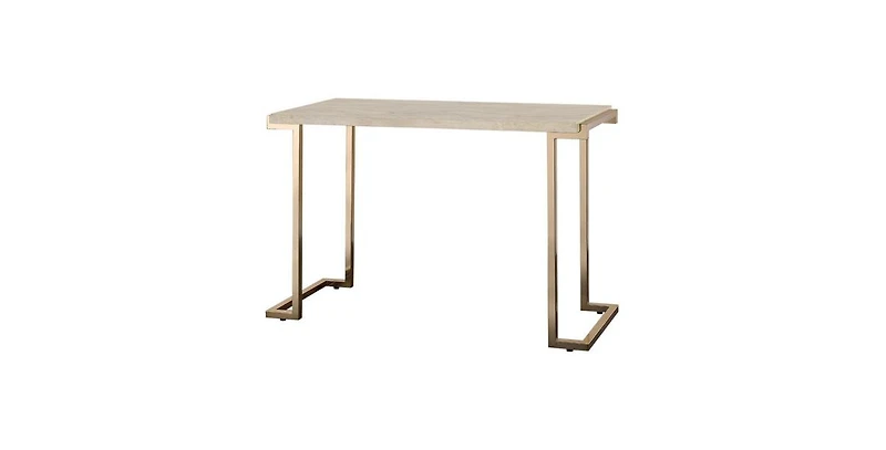 Faux Marble Coffee Table with Iron Sled Base – Elegant and Sturdy
