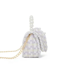Tiny Treats + Zomi Gems Girls Tweed Jumbo Pearl Bow Handbag, Pink