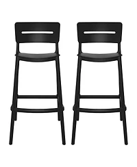 Stackable Polypropylene Resin Plastic Outdoor Patio Bar Stools (Set of 2)