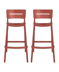 Stackable Polypropylene Resin Plastic Outdoor Patio Bar Stools (Set of 2)