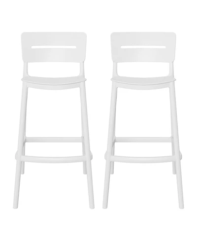 Stackable Polypropylene Resin Plastic Outdoor Patio Bar Stools (Set of 2)
