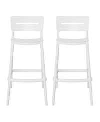 Stackable Polypropylene Resin Plastic Outdoor Patio Bar Stools (Set of 2)