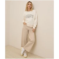 Pact Women's Organic Cotton Cloud Brushed Fleece Graphic Crew Sweatshirt