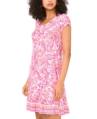 Msk Women's Paisley-Print Flounce-Hem Shift Dress