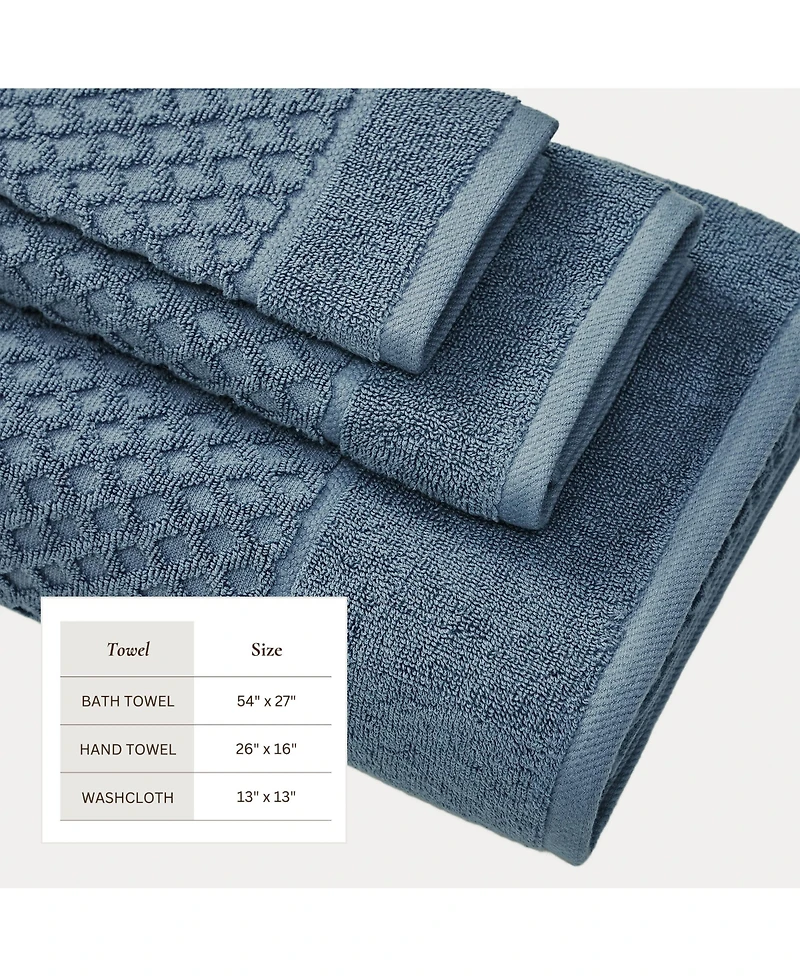 Linery & Co. Quick-Drying Cotton Diamond Waffle Textured -Piece Bath Towel Set