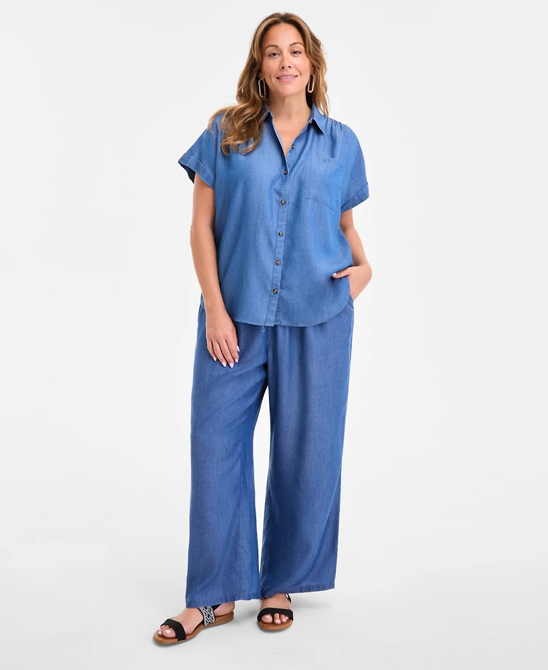 Style & Co Plus Button-Front Short-Sleeve Shirt, Exclusively at Macy's