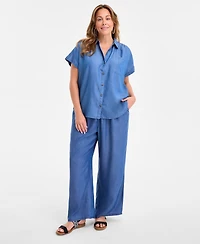 Style & Co Plus Button-Front Short-Sleeve Shirt, Exclusively at Macy's