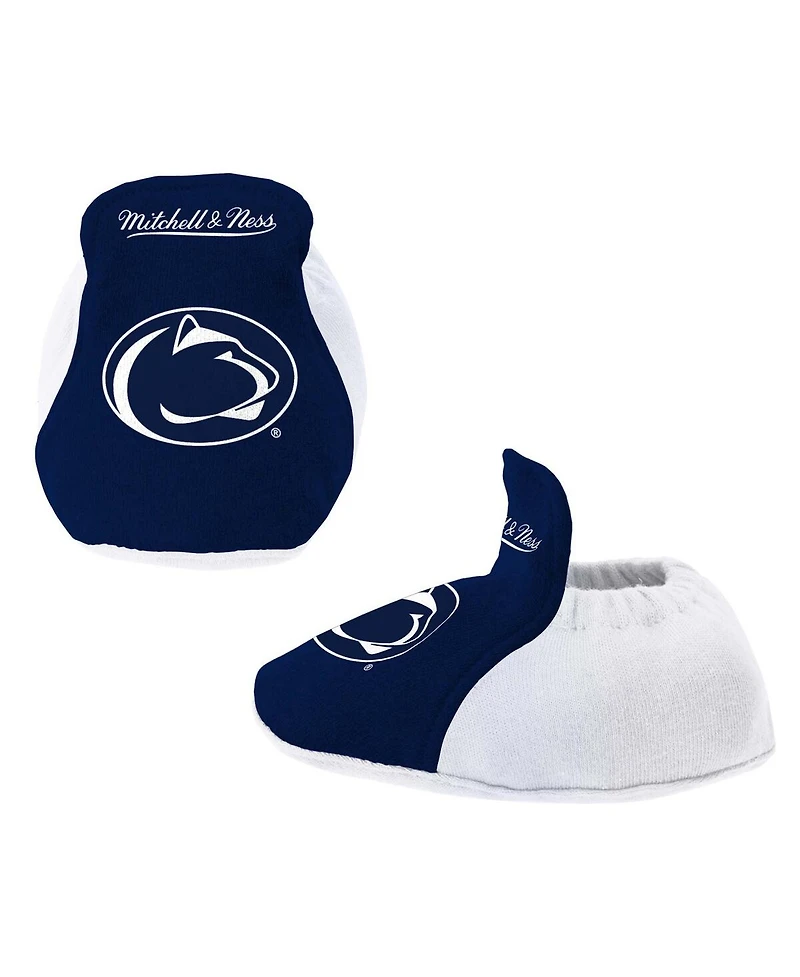 Mitchell & Ness Baby Boys and Girls White Penn State Nittany Lions Bodysuit, Bib Bootie, Set of 3