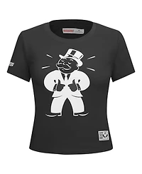 Freeze Max Women's Black Monopoly Babydoll Cropped T-Shirt
