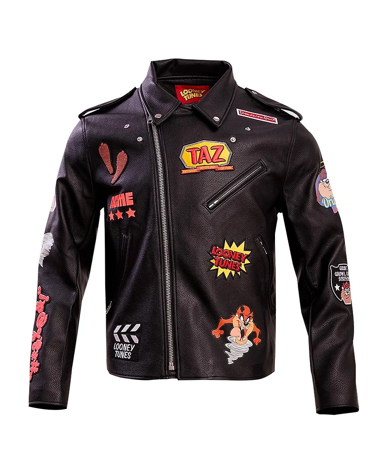 Freeze Max Men's Black Looney Tunes Graphic Biker Full-Zip Jacket